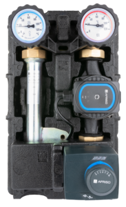 PrimoTherm K 180-2 DN25 modifikacija 7781320 su AFRISO APH 361 25-7/180, 230 V AC, 45 W, arm 343 proclick pavara. Vaizdas nuėmus priekinę izoliacijos dalį.